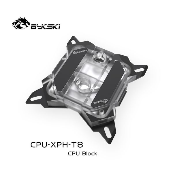 Bykski CPU-XPH-T8 CPU Water Cooling Block - PMMA - Black Accent w/ 5v Addressable RGB (RBW) (LGA 115x / 20xx/1200/1700/1800)