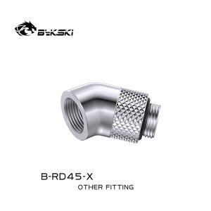 Bykski G/14 Male to Female 45 Degree Rotary Elbow Fitting – Silver (B-RD45-X-S)